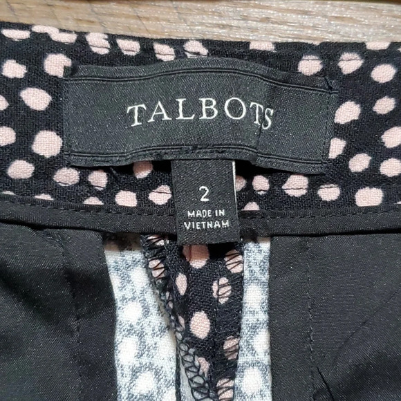 Talbots black with pink polka-dot pattern stretch trouser pants - Picture 6 of 8